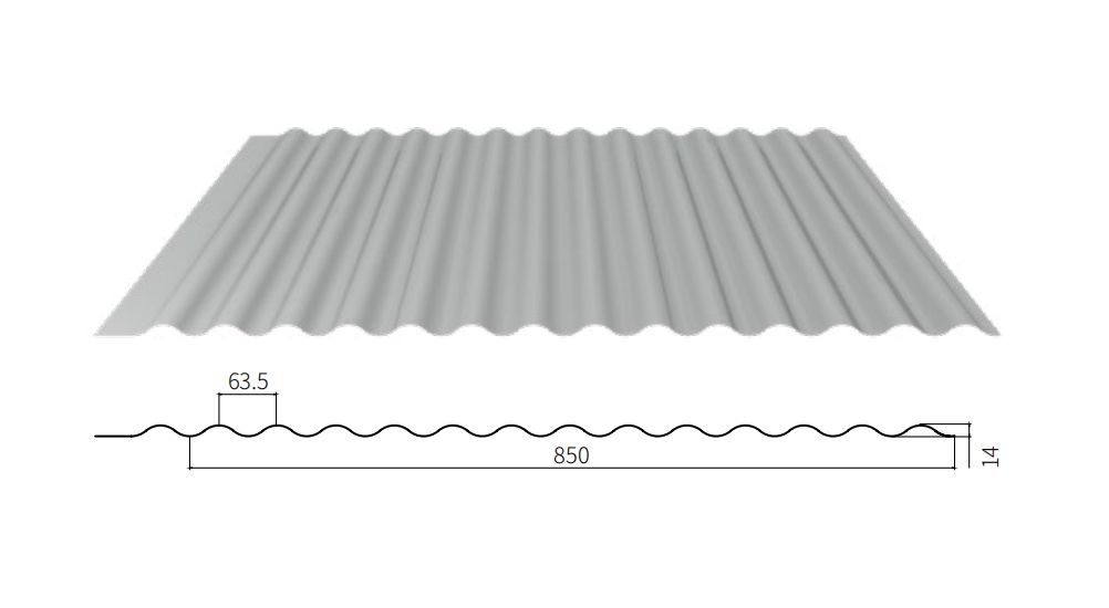 YX14-63.5-850 Corrugated Sheet
