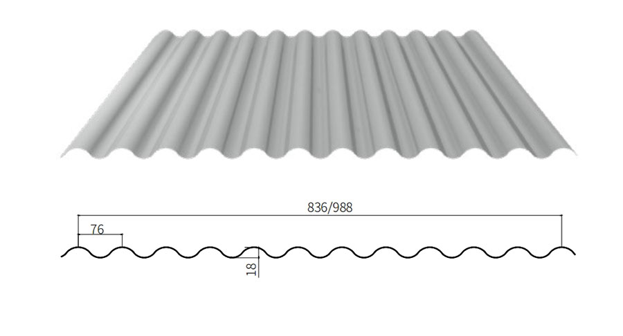 YX18-76-836/988 Corrugated Sheet