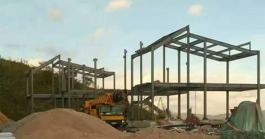 Steel structure construction site