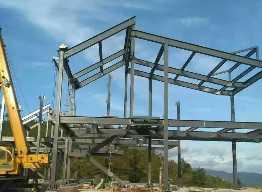 Steel structure construction site