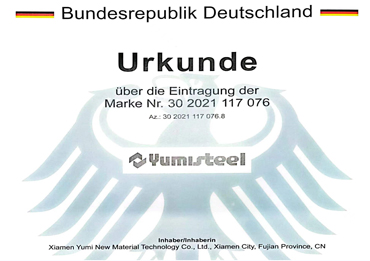 Logo Yumisteel registrado com sucesso na Alemanha